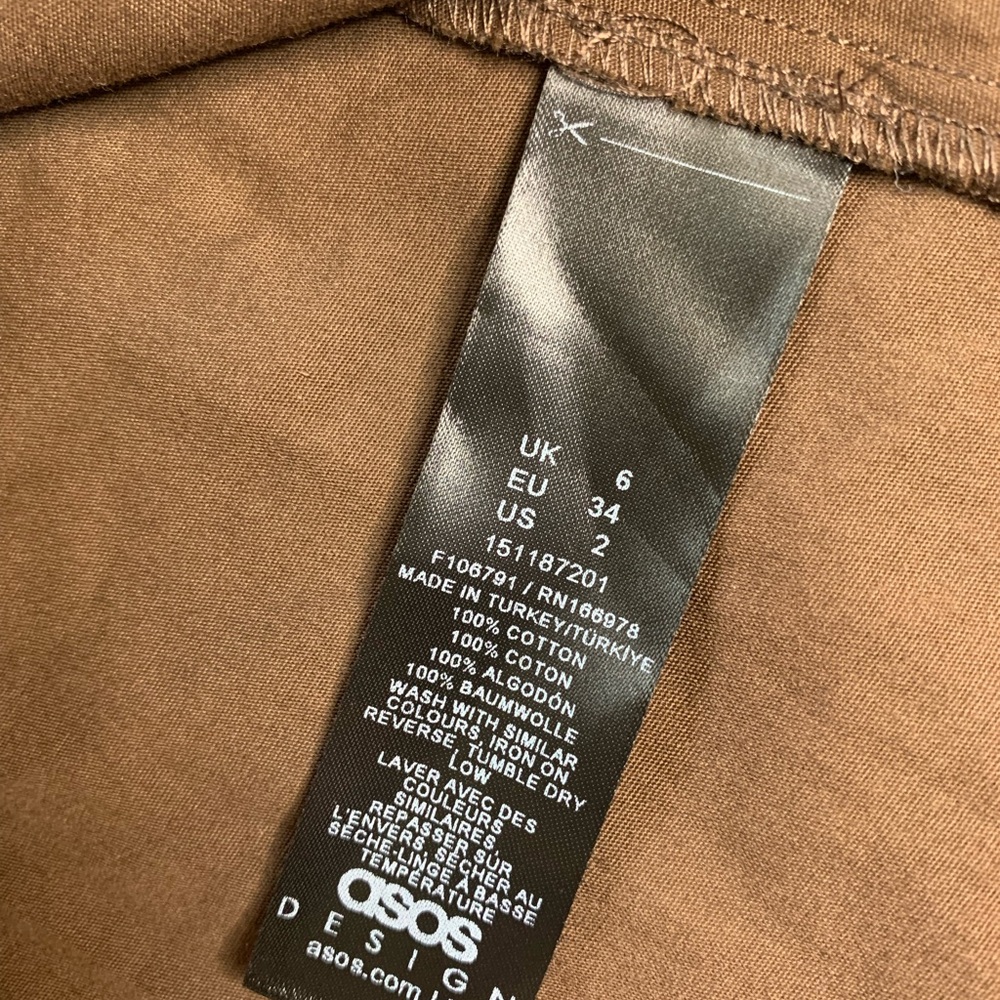 ASOS Design round neck Chocolate Button-Up  waisted Cotton Mini Dress size 2 Nwt - Picture 9 of 9